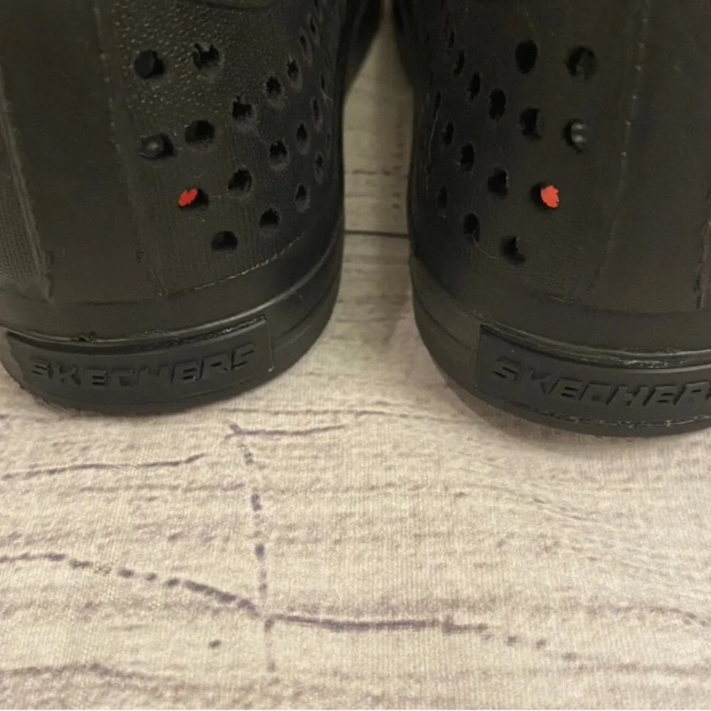 Skechers Kids Black Slip-On Water Shoes with Red Insole Accents